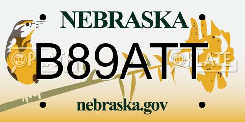 B89ATT Nebraska License Plate