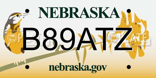 B89ATZ Nebraska License Plate