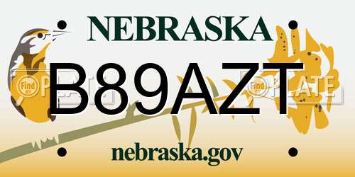 B89AZT Nebraska License Plate