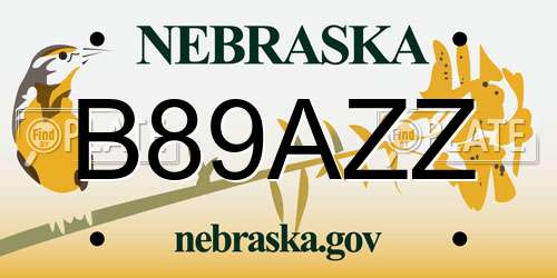 B89AZZ Nebraska License Plate