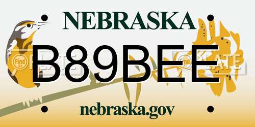 B89BEE Nebraska License Plate