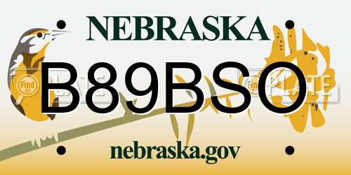 B89BSO Nebraska License Plate
