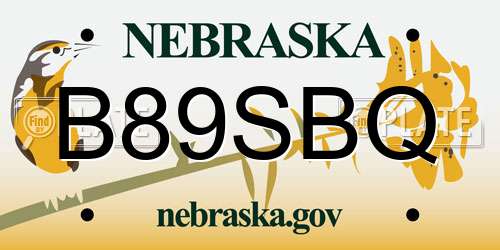 B89SBQ Nebraska License Plate