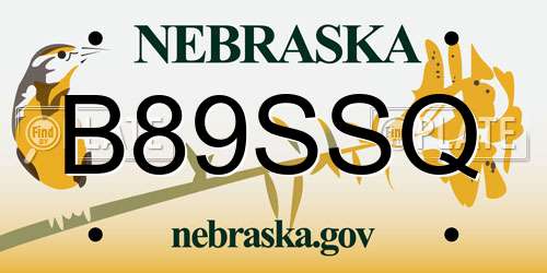 B89SSQ Nebraska License Plate