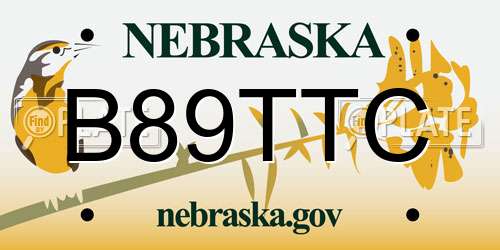 B89TTC Nebraska License Plate