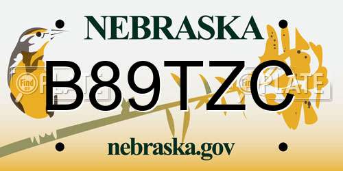 B89TZC Nebraska License Plate
