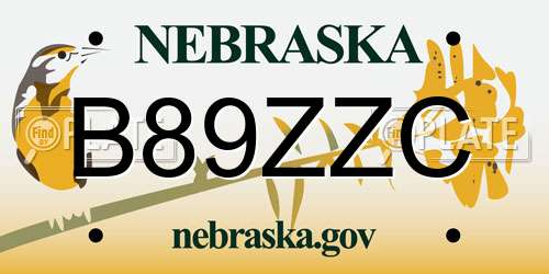 B89ZZC Nebraska License Plate