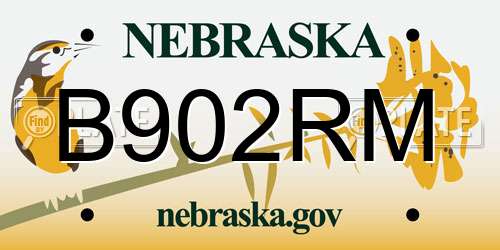 B902RM Nebraska License Plate
