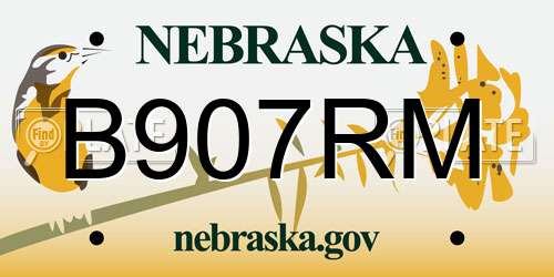 B907RM Nebraska License Plate