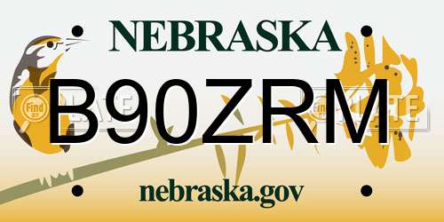 B90ZRM Nebraska License Plate