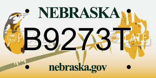 B9273T Nebraska License Plate
