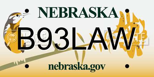B93LAW Nebraska License Plate