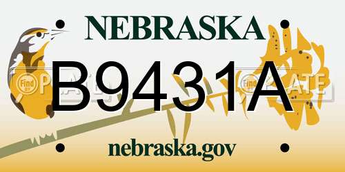 B9431A Nebraska License Plate