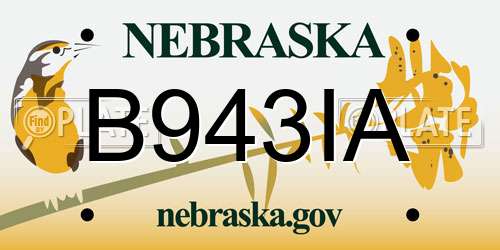 B943IA Nebraska License Plate