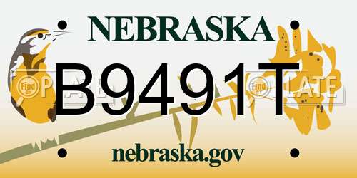 B9491T Nebraska License Plate