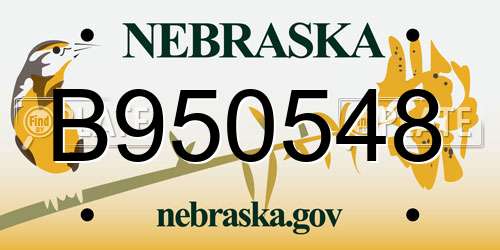 B950548 Nebraska License Plate