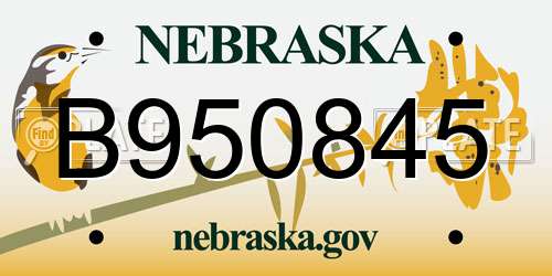 B950845 Nebraska License Plate
