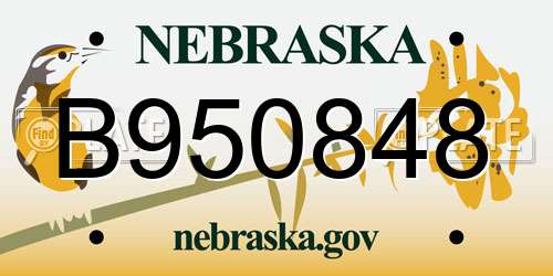 B950848 Nebraska License Plate