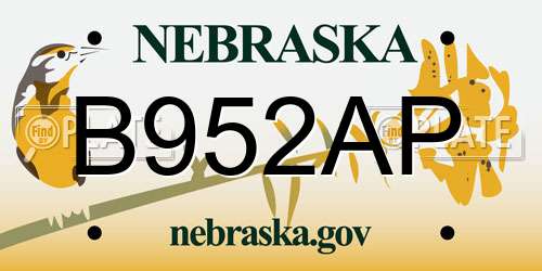 B952AP Nebraska License Plate