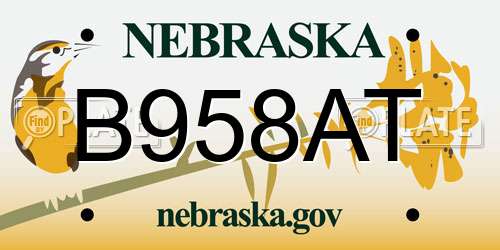 B958AT Nebraska License Plate