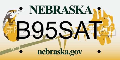 B95SAT Nebraska License Plate