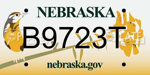 B9723T Nebraska License Plate