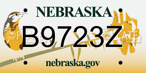 B9723Z Nebraska License Plate