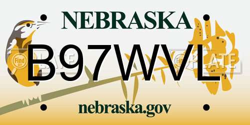 B97WVL Nebraska License Plate