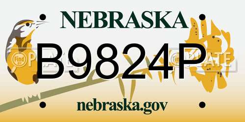 B9824P Nebraska License Plate