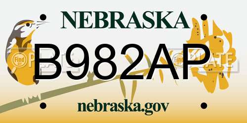 B982AP Nebraska License Plate