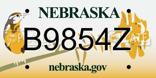 B9854Z Nebraska License Plate