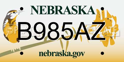 B985AZ Nebraska License Plate