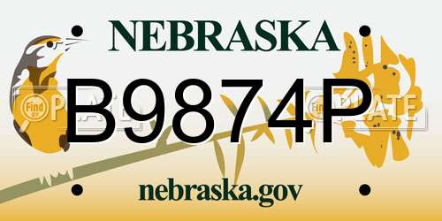 B9874P Nebraska License Plate