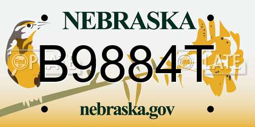 B9884T Nebraska License Plate