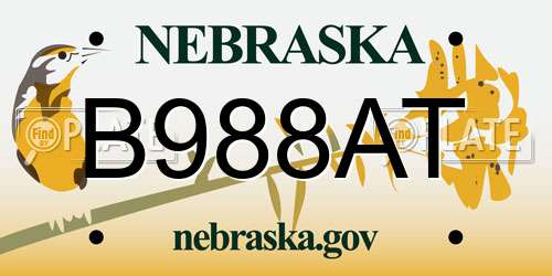 B988AT Nebraska License Plate