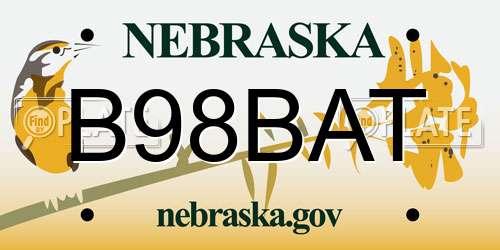 B98BAT Nebraska License Plate