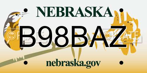 B98BAZ Nebraska License Plate