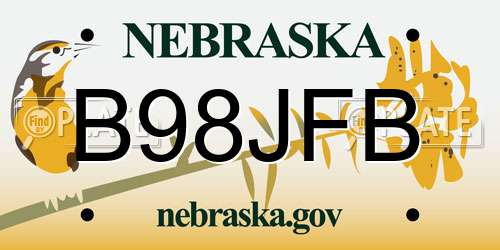 B98JFB Nebraska License Plate