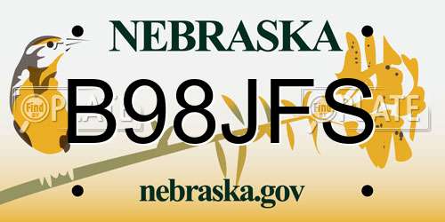 B98JFS Nebraska License Plate