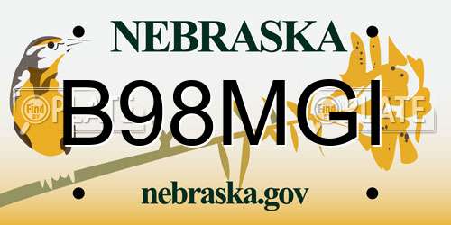 B98MGI Nebraska License Plate