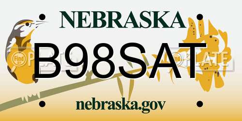 B98SAT Nebraska License Plate