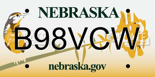 B98VCW Nebraska License Plate