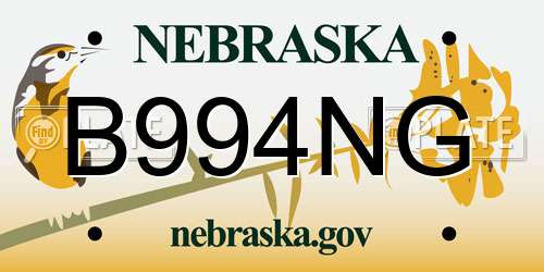 B994NG Nebraska License Plate