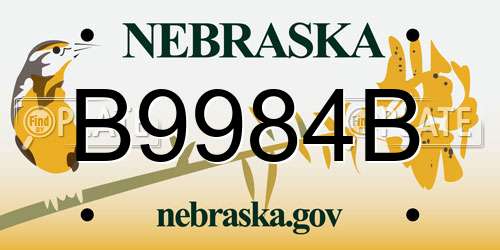 B9984B Nebraska License Plate