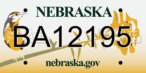 BA12195 Nebraska License Plate