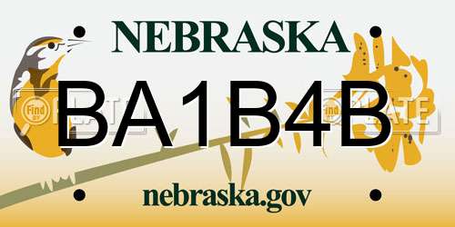 BA1B4B Nebraska License Plate