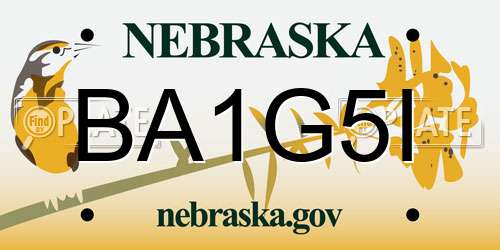BA1G5I Nebraska License Plate