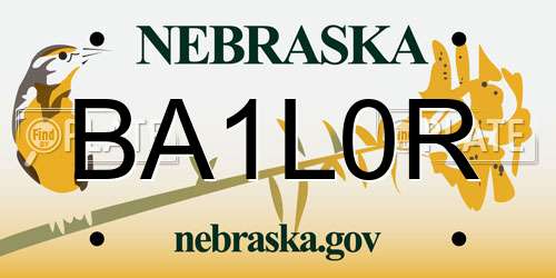 BA1L0R Nebraska License Plate