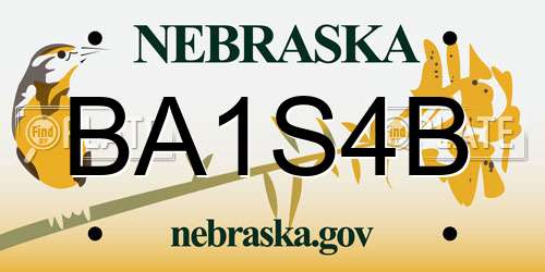 BA1S4B Nebraska License Plate