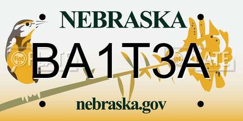 BA1T3A Nebraska License Plate